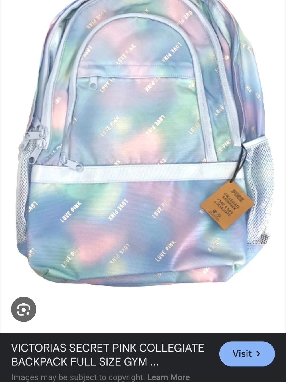 PINK Victoria's Secret Pastel Tie-Dye Backpack - Blue & Pink